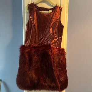 Appaman Burgundy Metallic/Faux Fur Size 10 Dress